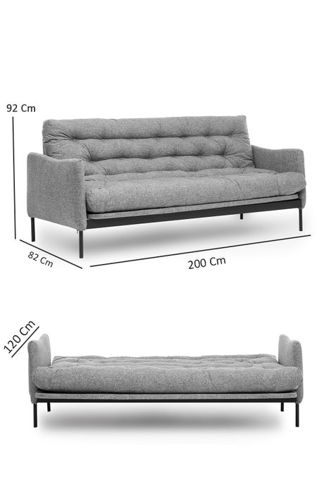 Atelier Del Sofa Renge - Sofá cama de 3 plazas Gris oscuro